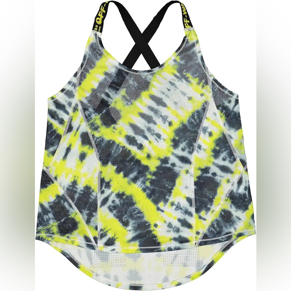 Off-White X NIKE Neon Yellow & Black Tie-Dye Tank Top